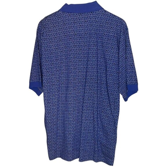 Equipment HG Design Men's M Blue Cotton Small Print Short Sleeve Polo Geometric - Picture 3 of 4